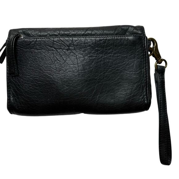 Day and Mood Black Leather Wristlet with Clutch Coin Purse Wallet - Picture 3 of 13